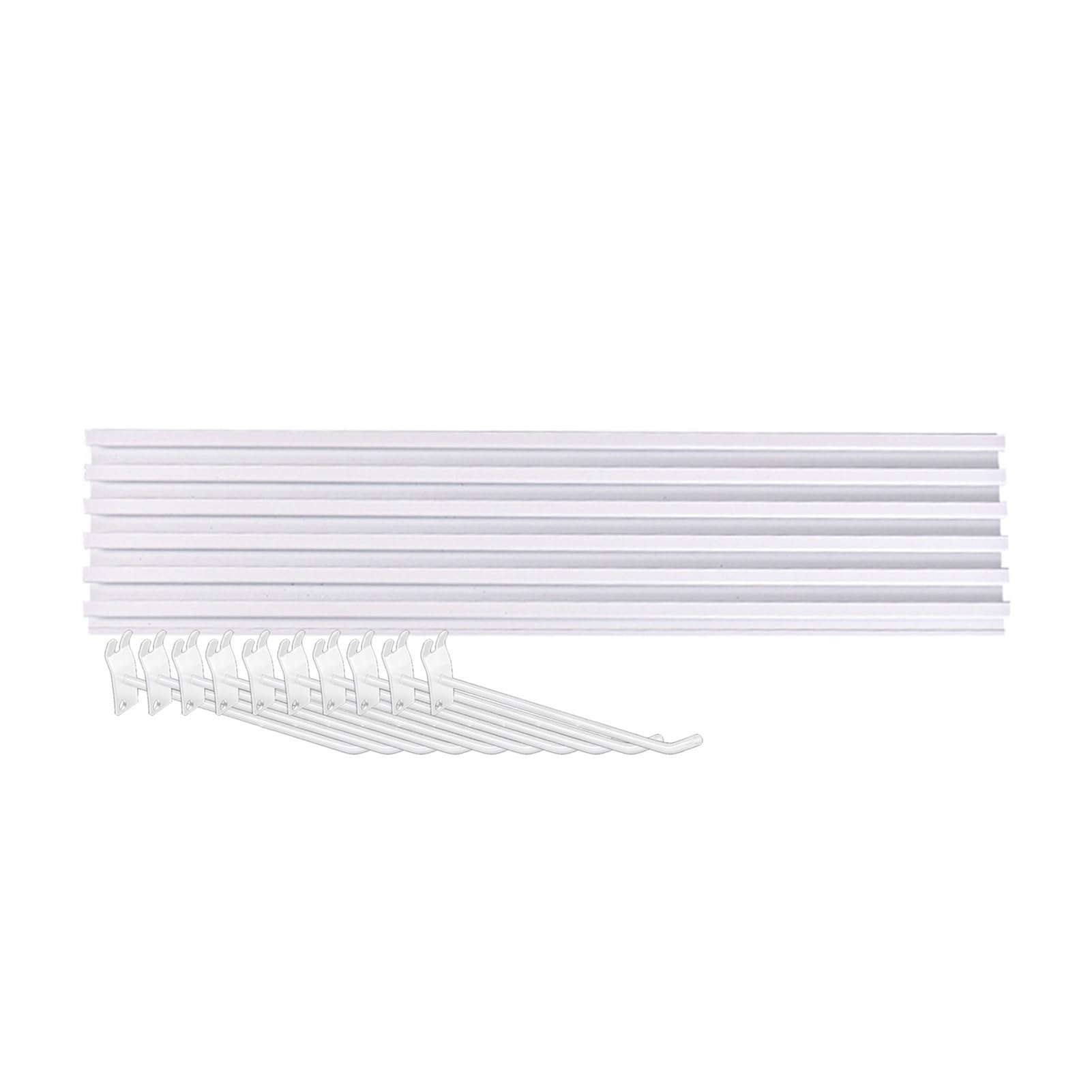 Pannello dogato in alluminio per garage con 10 ganci ad incastro, pannelli da parete per cucina e officina, set di 9 pannelli (bianco, 120 x 15,5 cm)