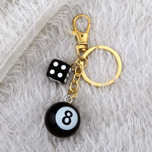 Image of 8 Ball Dice Charm Keychain - Cute Bag Purse Handbag Accessories - Y2K Aesthetic Key Chain for Women Men