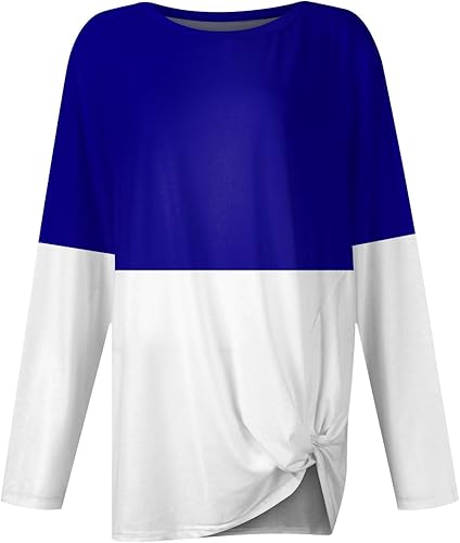 Miniatura 2 de JJHAEVDY Blusas para mujer, elegantes, casuales, de manga larga, trenzadas, cuello redondo, color sólido, sudaderas casuales