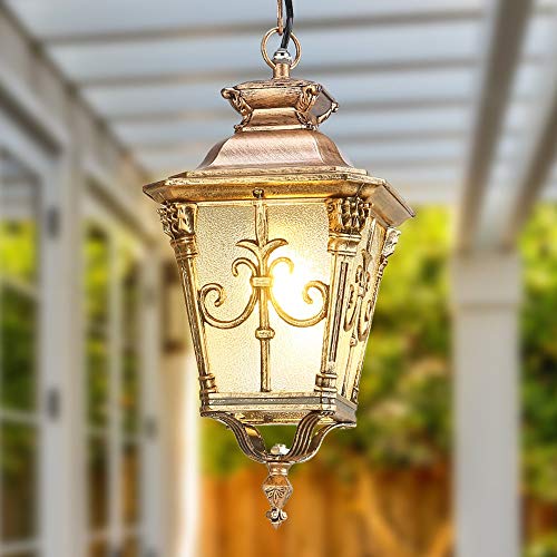 Preisvergleich Produktbild Rustic Bronze Deckenpendelleuchte aus Aluminiumdruckguss Glas E27 im Freien wasserdichte Hängelaterne Single Head Regenfest Droplight Einzigartige Garden Park Hof Gazebo Veranda Außen Kronleuchter