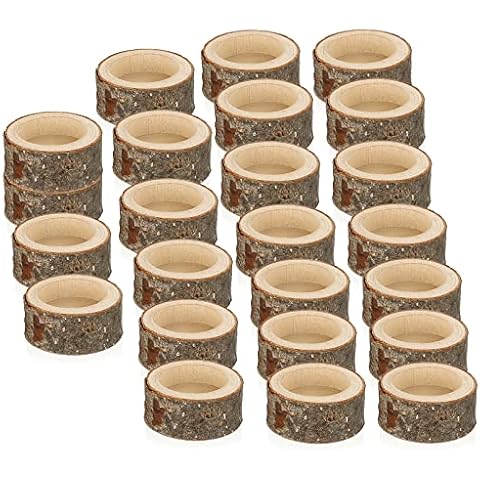 BSTKEY Set of 24 Wooden Tea Light Holders Cover