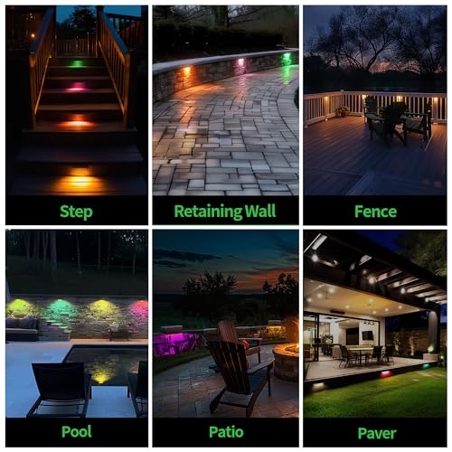 Varmtalys Smart Hardscape Lighting Low Voltage, RGBCW 5W LED Outdoor Step Lights, 12V Landscape App Controlled IP65 Waterproof Wired 7 Inch ORB Aluminum for Patio Deck Retaining Wall - Image 6