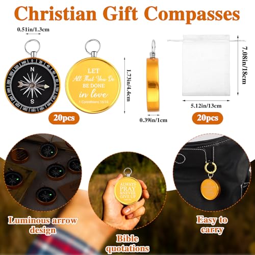 Set de 20 brújulas cristianas con accesorios para camping miniatura 2