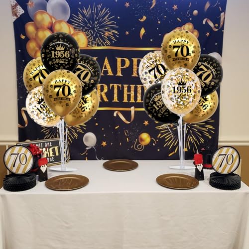 Image of TONIFUL 4 Set 60th Birthday Decor Printed 1956 Black Gold Balloon Stand