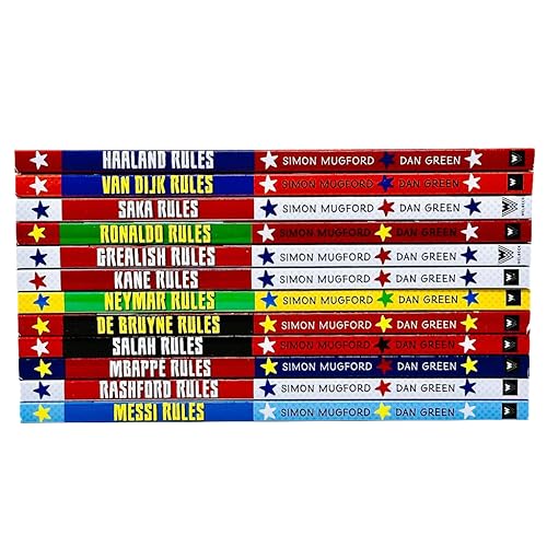 Football Superstars 12 Books Collection Rules Mega Pack Set By Simon Mugford & Dan Green(Fact,Stories & Starts)(Rolando, Neymar, Messi, Kane, Mbappé, Rashford, Haaland & More)