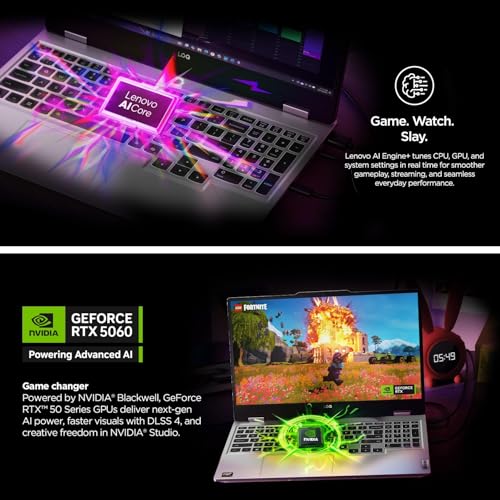 Image of Lenovo LOQ RTX 5060 Gaming Laptop, 15.6 inch FHD 144Hz NVIDIA G-Sync Display, AMD Ryzen 7 250, NVIDIA GeForce RTX 5060, 16GB DDR5 RAM, 1TB SSD, 5MP Privacy Camera, Ethernet (RJ45), Backlit KB, Win 11 Pro
