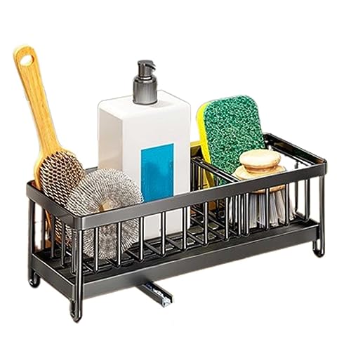 Organizador de fregadero de cocina, soporte para esponja, escurridor de platos de secado rápido, cesta de drenaje para fregadero, almacenamiento que ahorra espacio para cocina, accesorios esenciales