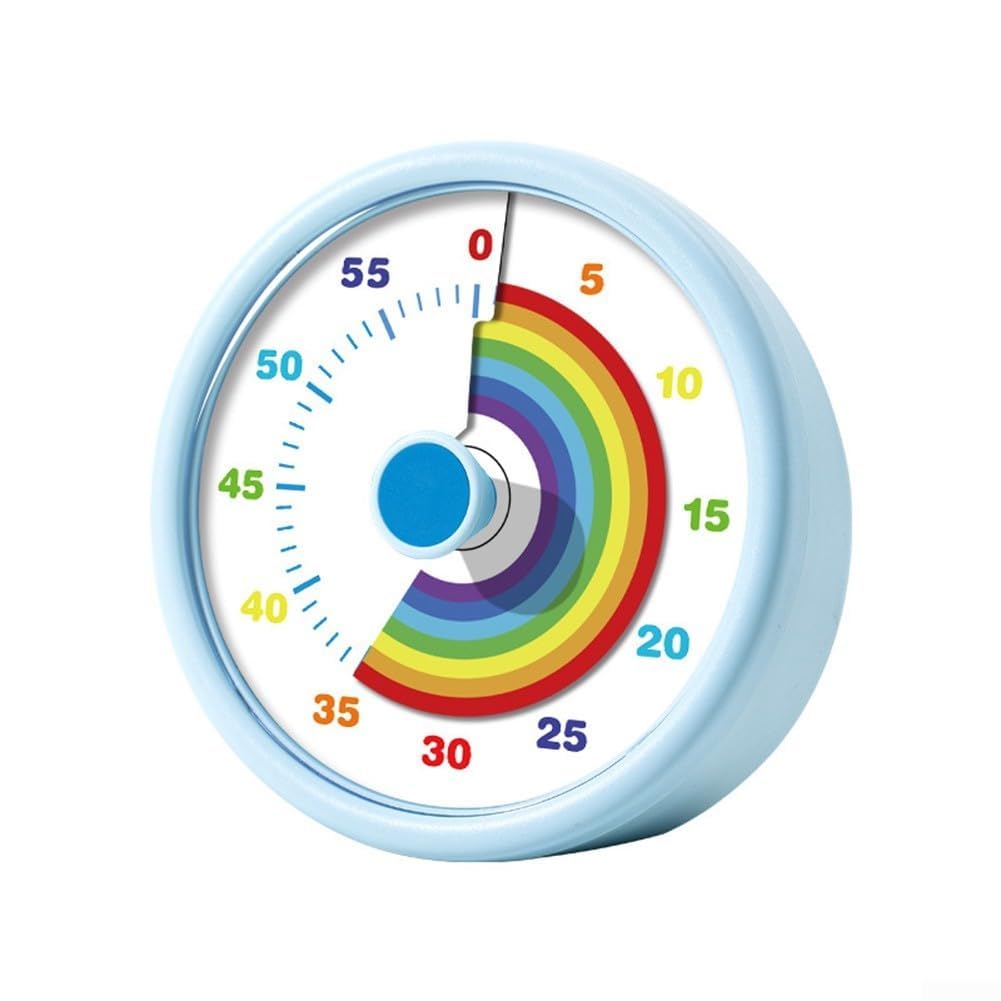 Honseadek Timer visivo per bambini orologio di apprendimento 60 minuti timer conto alla rovescia con design cerchio arcobaleno 3 impostazioni del volume per aula studio ufficio gestione del tempo