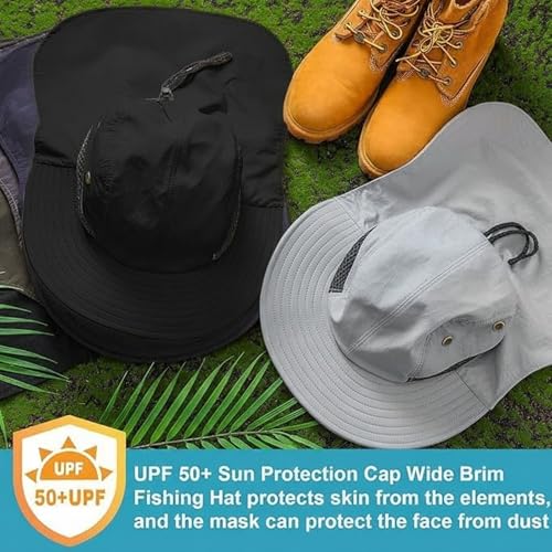 Image of Therwen Sun Hats with Neck Flap for Men Women Unisex Hiking Safari Hat Wide Brim UV Sun Protection Cap for Outdoor