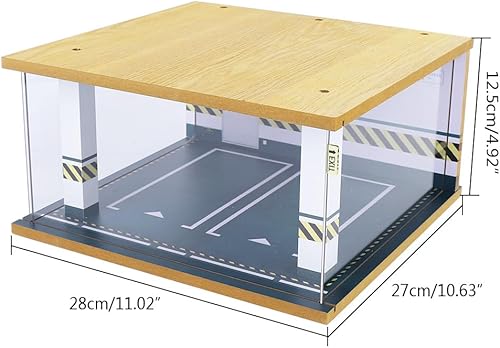 Miniatura 2 de OUKANING Vitrina de garaje para coche a escala 124 con cubierta acrílica transparente e iluminación LED para 2 plazas de estacionamiento, estuche,