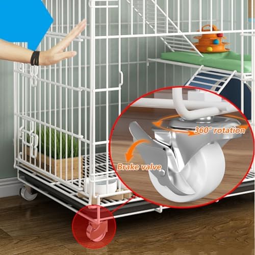 Collapsible 3/4-Tier Cat Cage with 360° Wheels, Indoor Cat Enclosure with Platforms & Ladder, DIY Playpen with Tray, Detachable Metal Kennels (Black, 24x17x38/60x42x96cm)