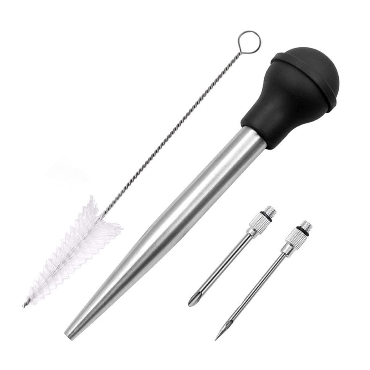 FUNOMOCYA 1Set Bbq Sauce Injector Meat Injector Kit for Turkey Beef and Pork Flexible Basting Tube with Cleaning Brush and Kitchen Tool for Flavorful Grilling