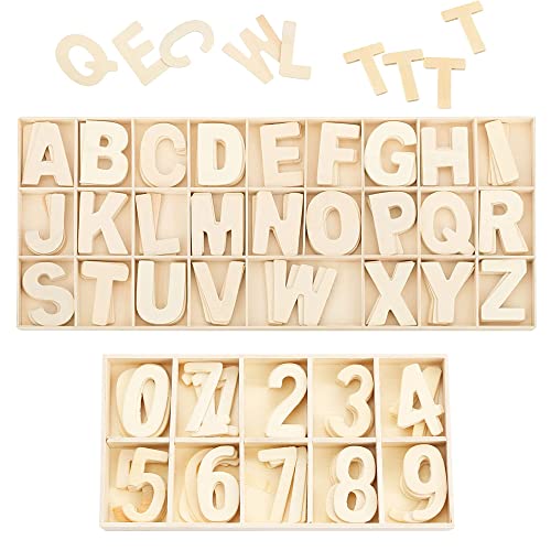 180 Stück Kinder Holz Zahlen Alphabet Nummer, Handwerk Holz Buchstaben, Holz Nummern, Glattes, Naturholz, Mit Ablagefach, für Kunsthandwerk DIY Hochzeit Display Dekor Wandkunst Dekor Kleinkind