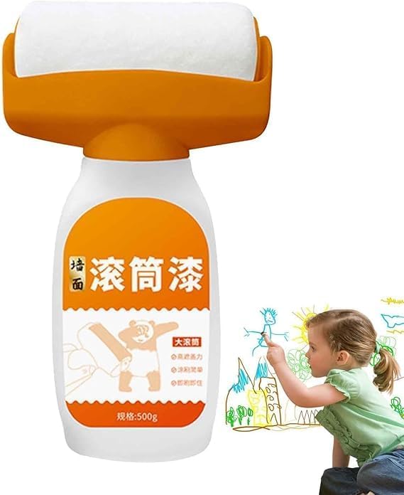 HKD SALES Wall Repair Roller Paint Household Supply Cleaning Tool White Water Based Latex DIY Renovation With Rolling Brush Touch Up Portable No-odor Antibacterial Paint Roller Brush(White-500Gm) 2