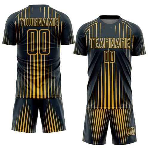 Custom Soccer Jerseys for Boys Men Women Youth, Navy Gold Personalized Soccer Jersey Printed Name Number Logo Sports Jersey