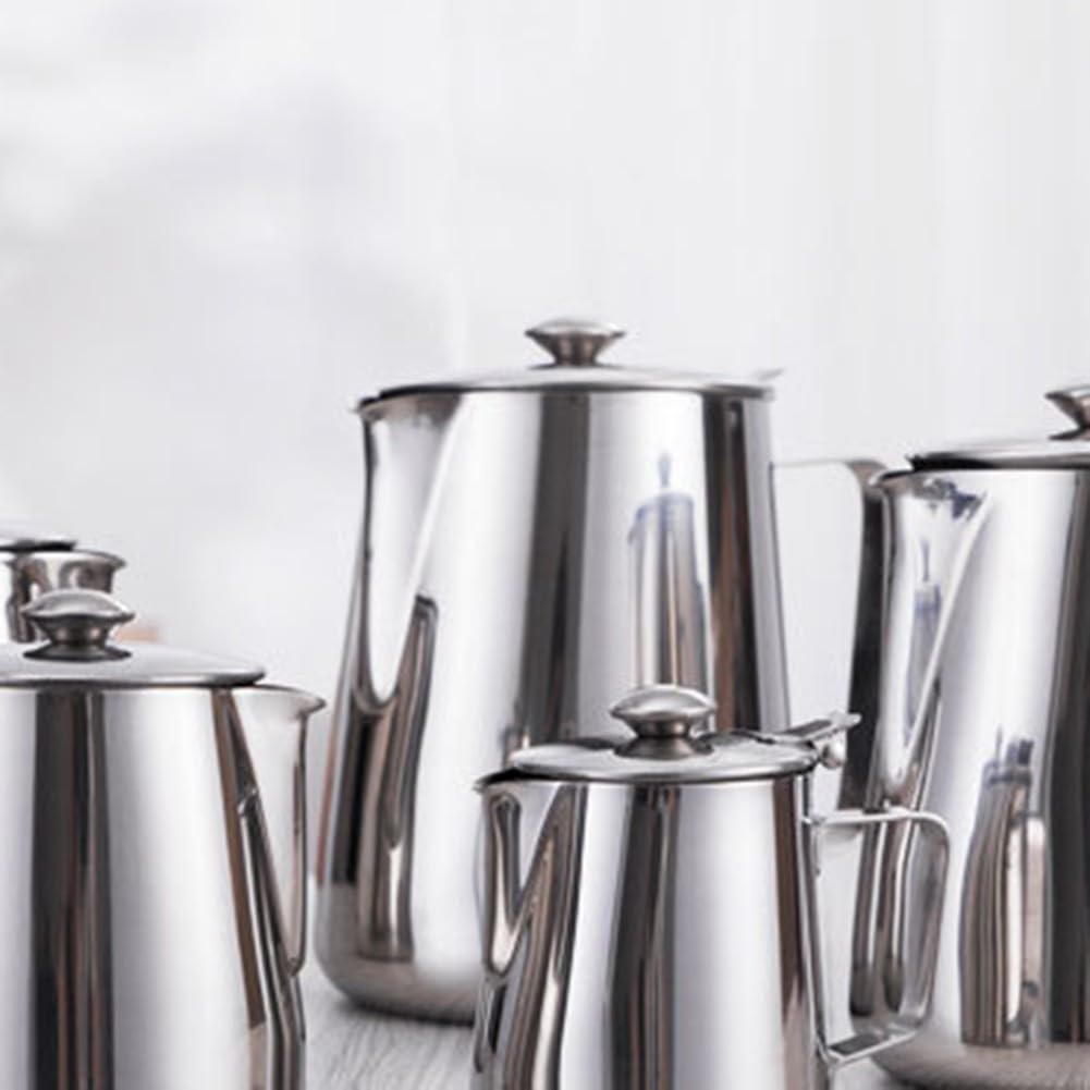 Milchaufschäumkrug, 350–2000 ml, Milchkännchen mit Deckel, Kaffeekessel, Milchaufschäumkrug, Krug, Edelstahl, Espressotasse für Café, Bar (1500 ml)
