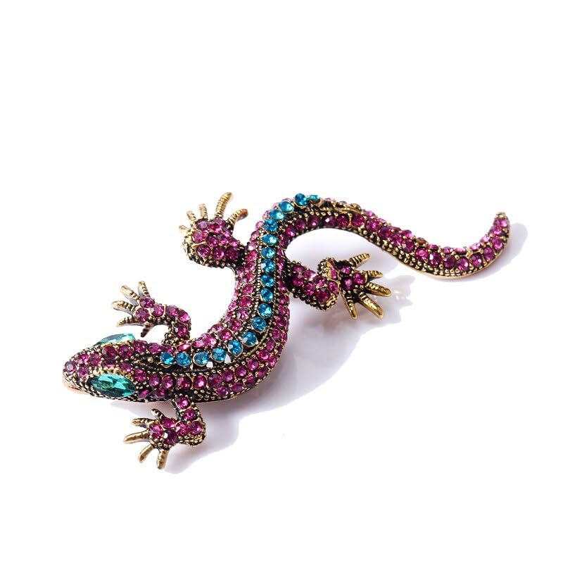 HIFFEYHIFFEY Rhinestone Brooch Pin Women Geckos Party Pin and Brooch Clothes Vintage Metal Brosch (Color : 04)