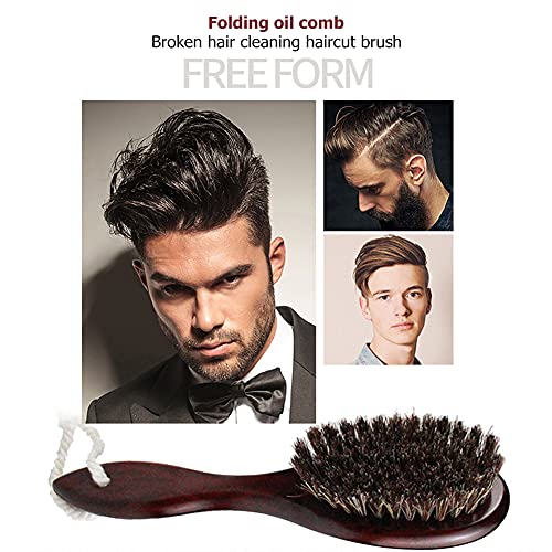 Qingchu Spazzola da barba con manico in legno, per...