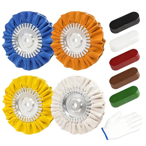 Tnisesm 10Pcs 8 Inch Airway Buffing Wheel Aluminum Polishing Kit
