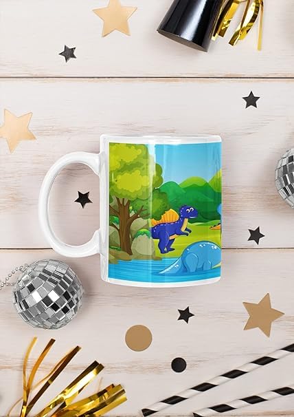 Jungle Dinosaurs Theme Mug | 320 ml Coffee Cup for Dino Lovers | Theme Birthday Return Gift