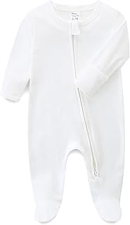 Baby Romper 100% Cotton Pajamas One Piece Long Sleeve Zipper Footie Ones...