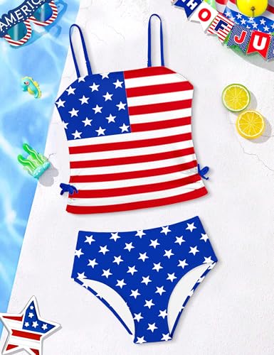 Image of Girls Tankini Swimsuits Two Piece Bathing Suit Drawstring Swimwear Set for Girls 7-18 Years