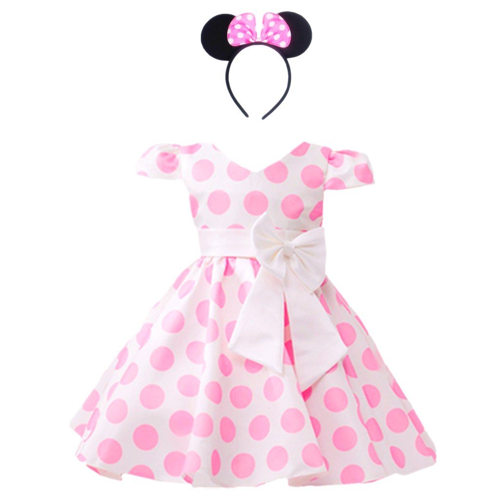 DreamHigh Girls Toddlers Cap Sleeves Skirt Vintage Polka Dot Dress with Headband