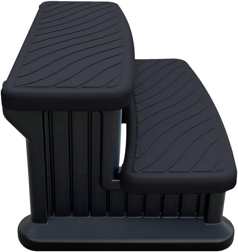 Puri Tech Universal Spa & Hot Tub Outdoor Steps No Slip Grip Support - Black