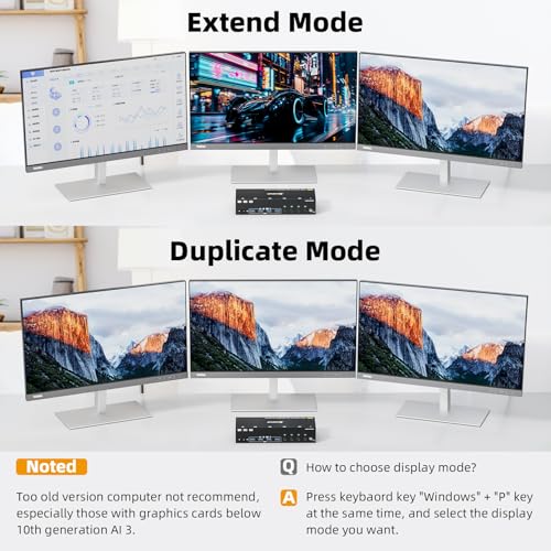 Image of KVM Switch 3 Monitors 4 Computers HDMI + DisplayPort, 8K@30Hz /4k@144Hz KVM Switcher for 4 Computer Share 3 Display and 4 USB 3.0 Devices