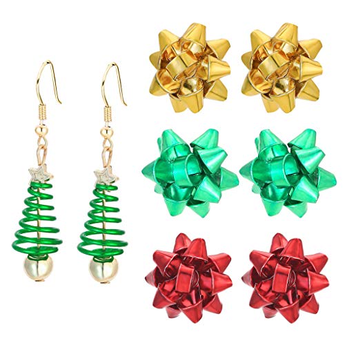 Preisvergleich Produktbild Weihnachts-Ohrstecker-Set, X-Mas Glühbirne, Glöckchen, Kronleuchter-Ohrringe, Urlaub, festliches Ornament, Schmuck, Geschenk, Frauen, Dekoration, Anzüge