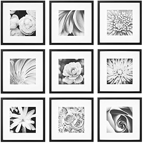 Gallery Perfect 9 Piece Black Square Photo Frame Gallery Wall Kit Cover