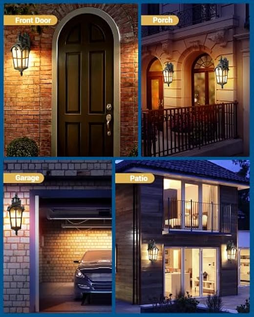 DEWENWILS Outdoor Wall Lights, Exterior Lantern Fixture, Roman Vintage, Water Ripple Glass