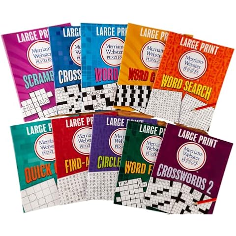 Large Print Merriam-Webster Puzzles 10 Booklet Set (Brain Games Large Print) Cover