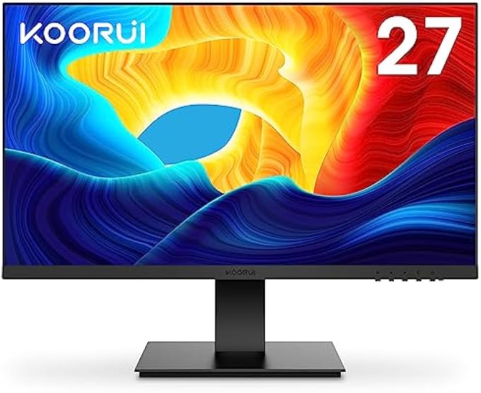 KOORUI 27 Inch FHD Monitor, Computer Monitors Full HD(1920 x 1080p) IPS Display 75Hz, HDMI, VGA, 5ms Response Time, 75 x 75 mm VESA Mountable, Frameless