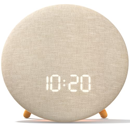 HOUSBAY Alarm Clock Sound Machine with Bluetooth Speaker - Room-Filling Sound White Noise for Sleeping & Adult Gentle Wake up Alarm Cord-Free Use for Bedroom & Office Oat Beige