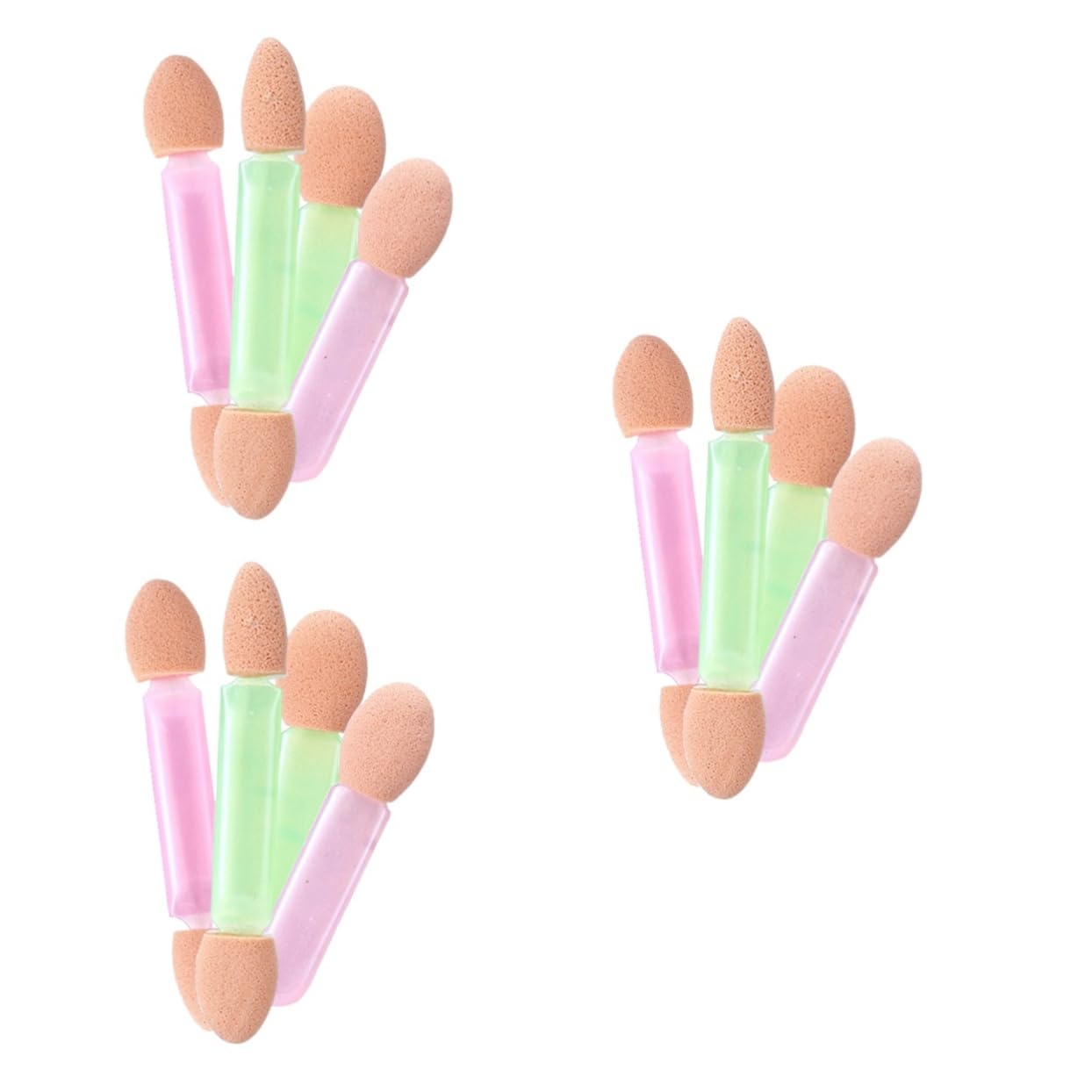 FOMIYES 3sets Eyeshadow Brush Set Sponge Applicator Makeup Tools Dual-ended Stick Lightweight Comfortable 8pcs*3 Random Color