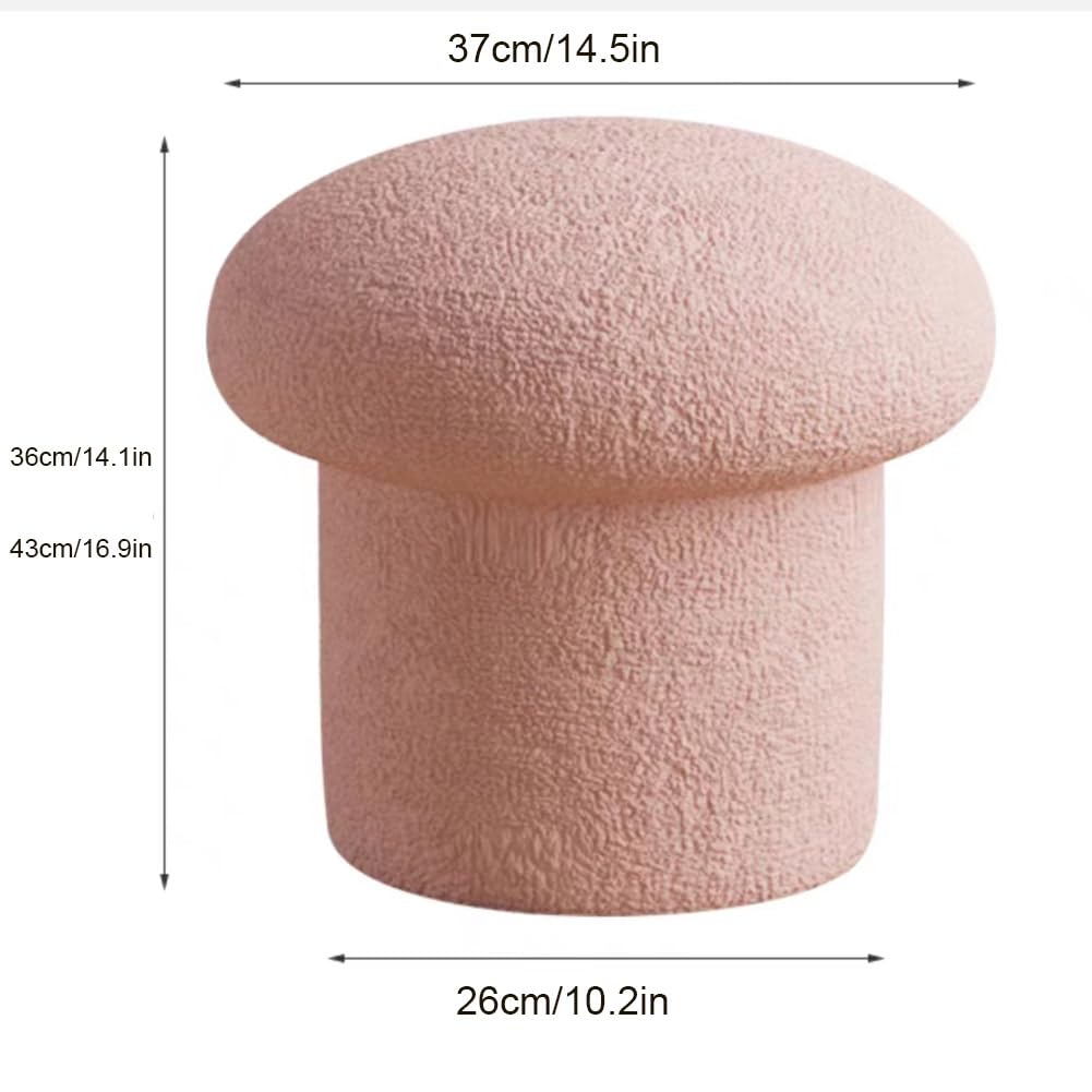 Mushroom Sd Soft ol Przytulny podnóżek z wełny jagnięcej z okrągłym podnóżkiem do salonu sypialni i gabinetu czarny 36 cm 14,2 cm