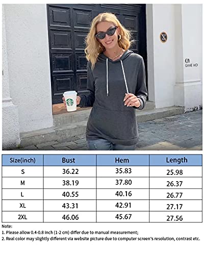 Feekeke Women's Lightweight Long Sleeve Hoodies Casual Hooded Sweatshirts Pullover Tunic Tops With Pocket Blue Small #TOP4