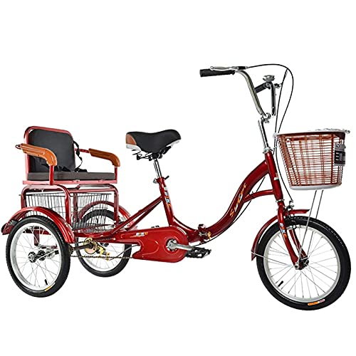 Triciclo adulto mini de 16 pulgadas, monocarga, 3 ruedas, con cesta trasera y asiento, para adultos mayores, recreo y compras, incluye timbre y luces miniatura 1