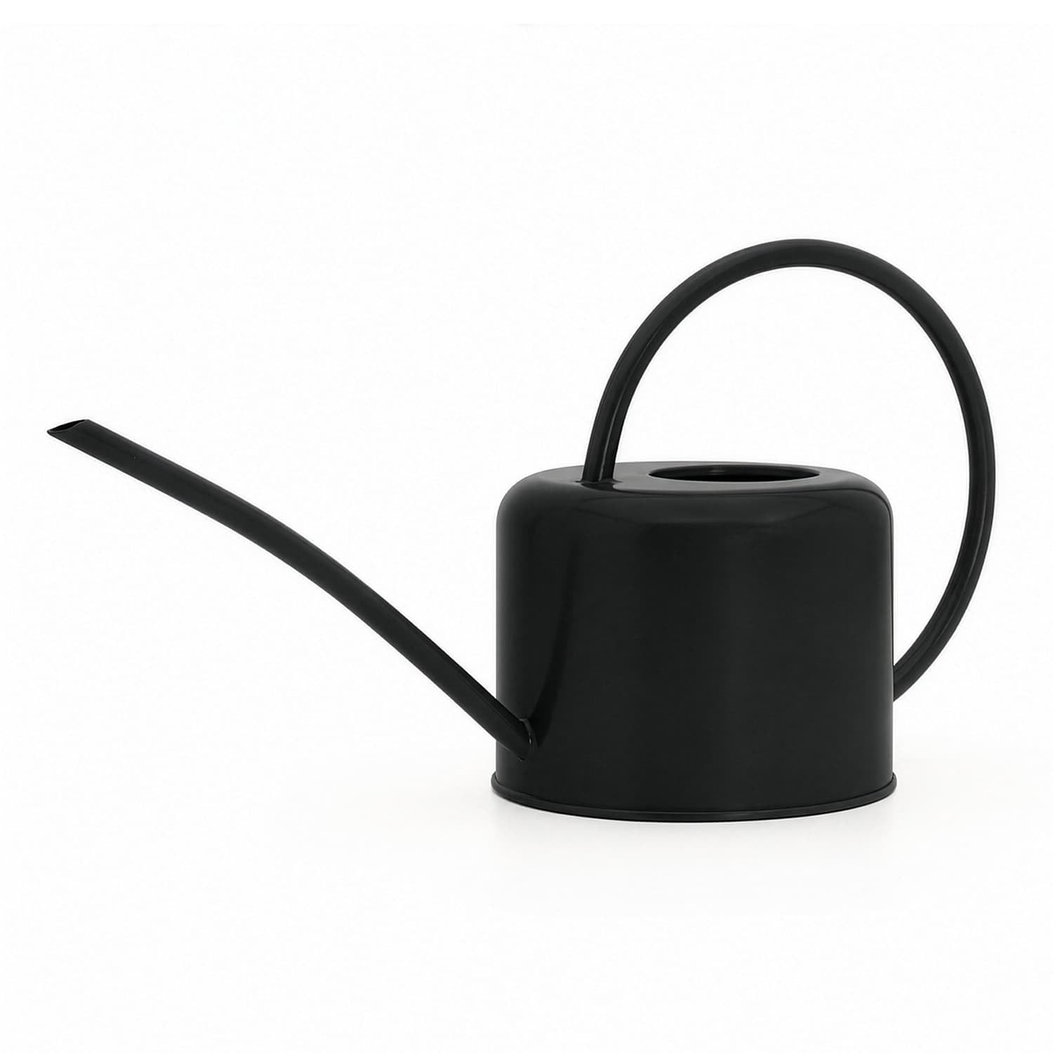 CKB Ltd® Small 1.1L Indoor Watering Can - Sage Coloured Galvanised Powder Coated Steel - For Houseplants Contemporary Metal Design With Narrow Spout And High Handle (Black)