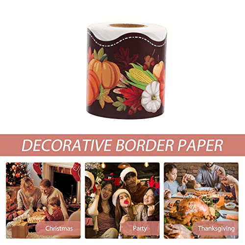 LUOZZY 1 rolo de papel de borda de ação de graças resistente ao desgaste acabamento de borda adesivo