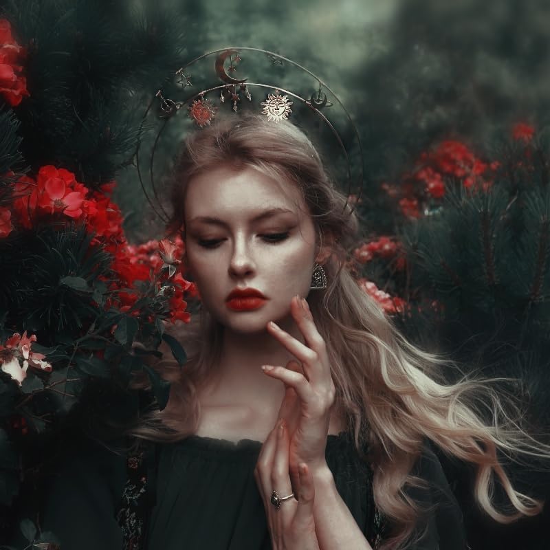 Miniatura 2 de Gold Halo Crown Headband Virgin Mary Headpiece Wedding Goddess Tiara Celestial Hair Accessory