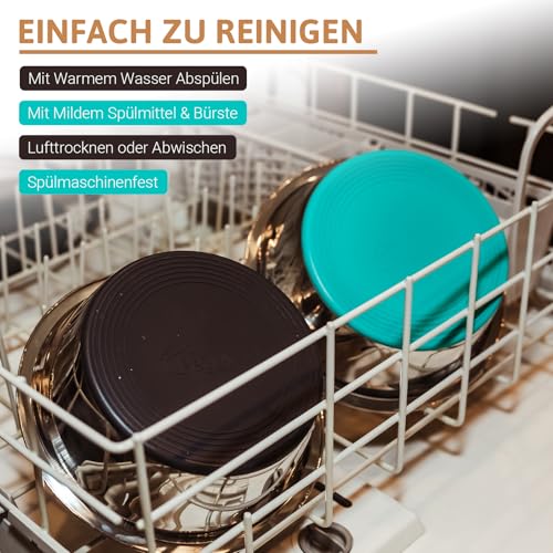 PEGGY11 Hundenapf Edelstahl mit rutschfestem Silikonboden, 2er Set, 1920 ml – Fressnapf & Wassernapf für große Hunde