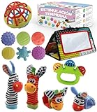 JUBETE Juguetes Bebes 0 6 meses - con Guias educativas para estimulacion temprana - Regalo Ideal bebe recien nacido con Sonajeros bebe 0 3 meses y Juguetes Montessori 0 6 meses