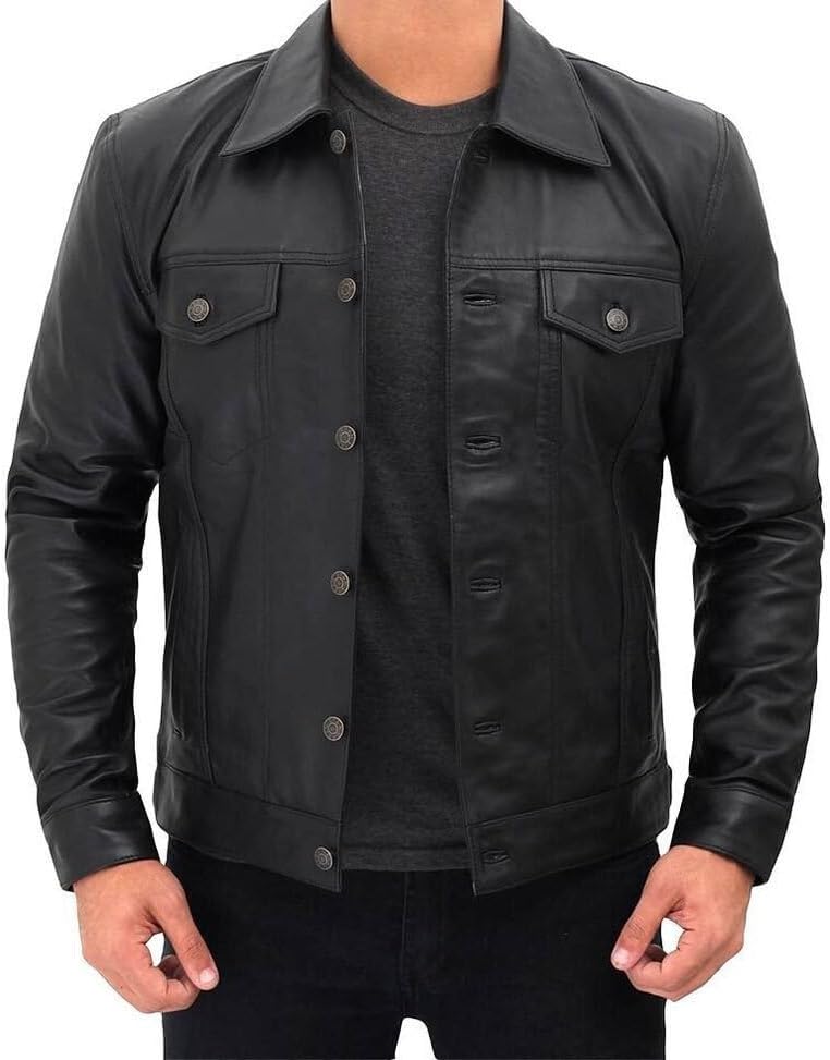 Miniatura 2 de Chaqueta de cuero de alta calidad para hombre, chaqueta de cuero clásica vintage, chaquetas de cuero casuales reales para hombre