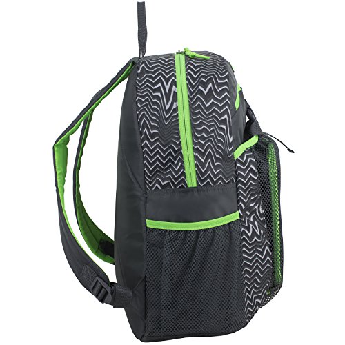 Fuel Backpack With Lunch Box Combo – 18.5” Two Compartment Water Resistant Durable Adjustable Straps With Side Water Bottle Pockets 2 In 1 Set – Green Waves #TOP2