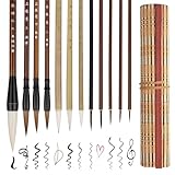 EEEKit Pinceaux de Calligraphie Chinoise, Stylo Calligraphie, Pinceau Kanji Sumi Japonais de Taille Mixte pour éTudiant Débutant, 12 Pièces