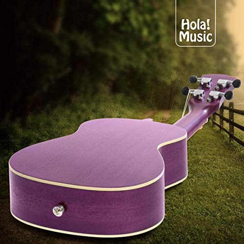 Concert Ukulele Bundle, Deluxe Series By Hola! Music (Model Hm-124Pp+), Bundle Includes: 24 Inch Mahogany Ukulele With Aquila Nylgut Strings Installed, Padded Gig Bag, Strap And Picks - Purple #TOP5