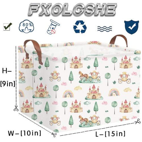 Image of Rectangular Princess Baskets,Storage Bins with Handles for Princess Room Decor,Book Storage Bin,Shelf Basket(Carriage)