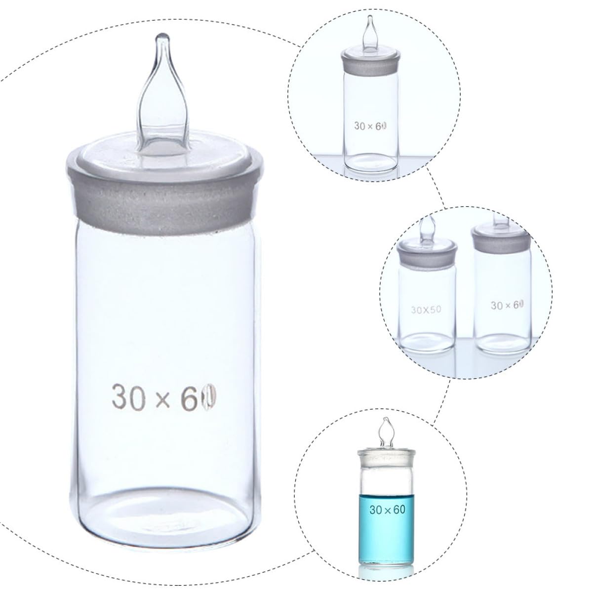 PRETYZOOM 3 Pcs Scientific Weighing Bottle Glass Sealing Bottle High Temp Resistance Lab Use